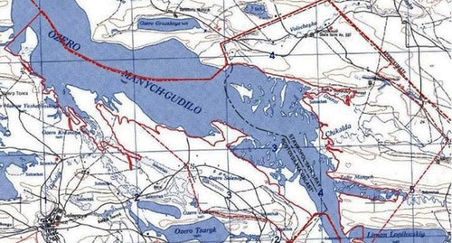 Озеро Маныч-Гудило на американской карте 1950-х годов