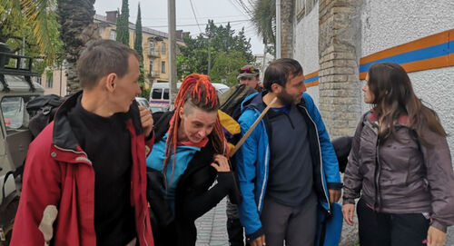 Группа российских волонтеров, прибывшая в Абхазию. Фото пресс-службы МЧС Абхазии https://www.mchsra.info