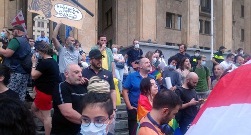 Акция в поддержку журналистов в центре Тбилиси 6 июля 2021 года. Фото Беслана Кмузова для "Кавказского узла"