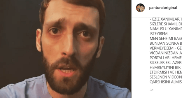 Скриншот видео с извинениями блогера Пантурала, https://www.instagram.com/p/CRO5BGVH9MO/