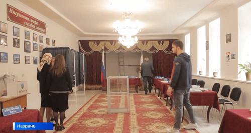 Избирательный участок в Назрани, подготовленный к выборам в сентябре 2021 года. Фото: Кадр видеосюжета ГТРК Ингушетия www.youtube.com/watch?v=ACrun5WDr1E
