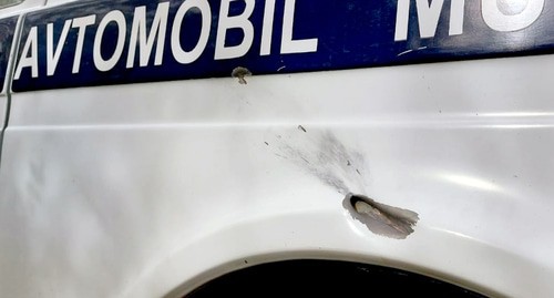Автомобиль со следами обстрела. Фото: t.me/Azerbaijan_MOD
