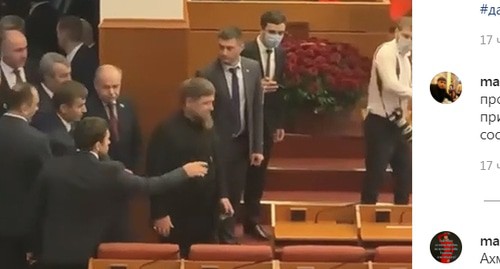 Рамзан Кадыров  в зале Народного Собрания. Скриншот сообщения https://www.instagram.com/p/CVAoC43D6Gj/