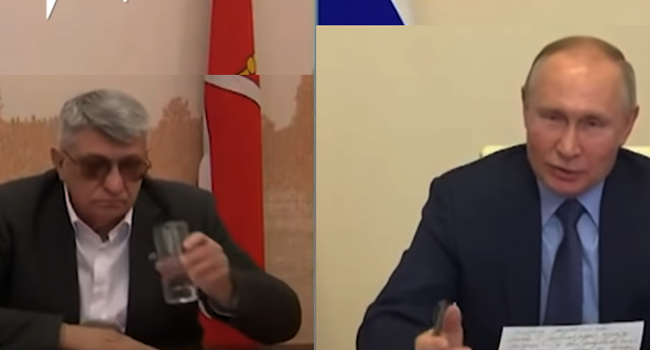  Александр Сокуров и Владимир Путин на заседании Совета по развитию гражданского общества и правам человека. Кадр видео Сибирь. Реалии https://www.youtube.com/watch?v=5WzC9A-UgEQ&t=1s
 