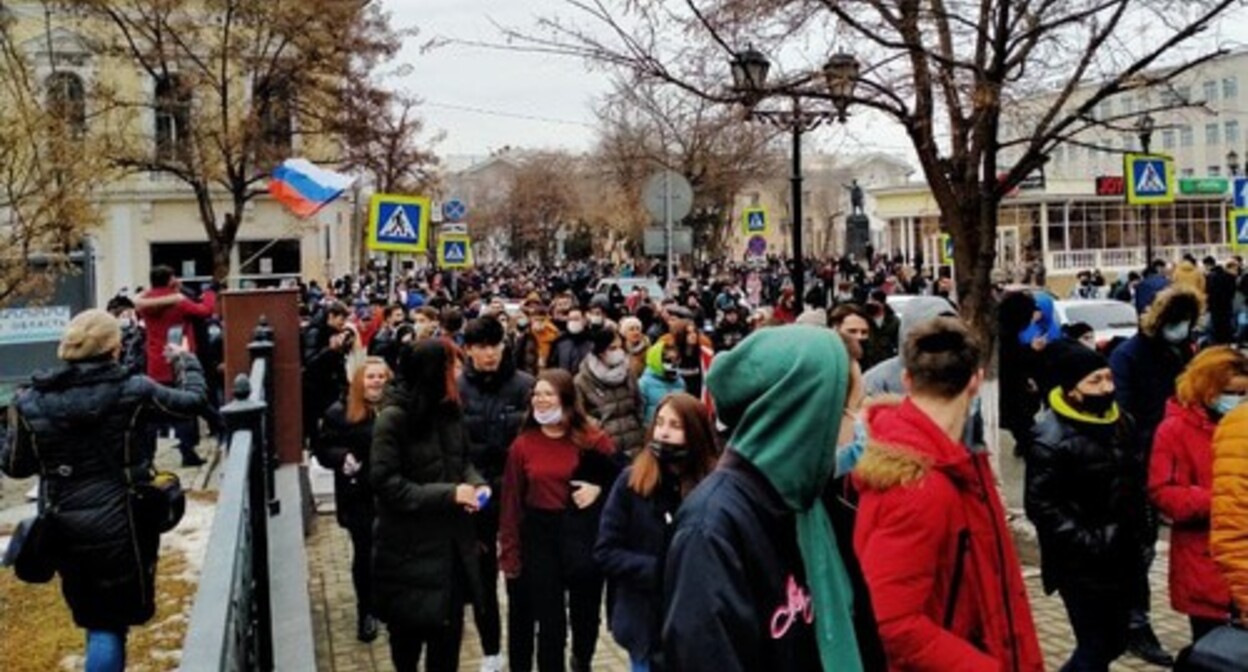Митинг в Астрахани 23 января 2021 года. Фото Алены Садовской для "Кавказского узла"