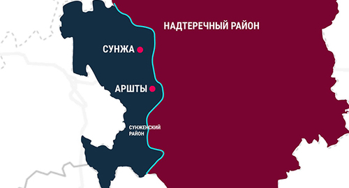 Граница Ингушетии и Чечни. Скриншот видео https://www.currenttime.tv/a/29544532.html