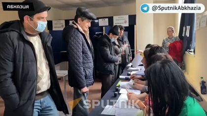 Работа избирательного участка в Абхазии. Стопкадр из видео в Telegram-канале "Sputnik Абхазия" https://t.me/SputnikAbkhazia/7298