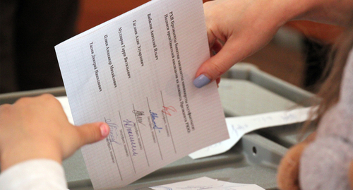 Избирательный участок № 9 в Цхинвале. 10 апреля 2022 года. Фото Марии Абайти для "Кавказского узла".
