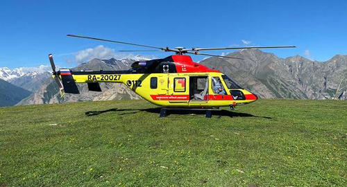 Вертолет  национальной службы санитарной авиации КБР. Фото: пресс-служба Правительства Кабардино-Балкарии
