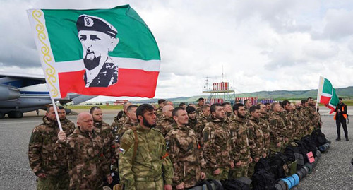 Чеченские военнослужащие перед отправкой на Украину. Фото: "Грозный-Информ" https://www.grozny-inform.ru/news/society/139195/