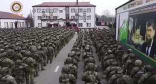 Бойцы "Ахмата-1". Кадр видео, опубликованного Рамзаном Кадыровым https://t.me/RKadyrov_95/3133