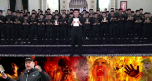 Акция с массовым участием детей в защиту Корана в Чечне. Стоп-кадр видео из телеграм-канала Рамзана Кадырова https://t.me/RKadyrov_95/3312.