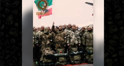 Отправка новых добровольцев в зону военной операции. Скриншот видео https://t.me/RKadyrov_95/3429