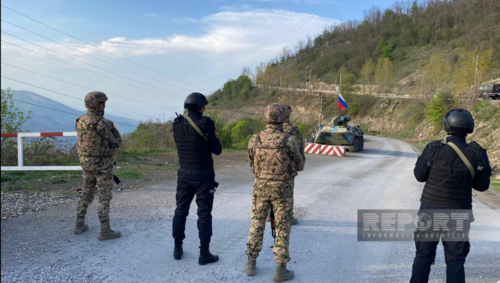 Азербайджанские силовики в лачинском коридоре. Фото агентства Report от 28.04.23. https://report.az/ru/