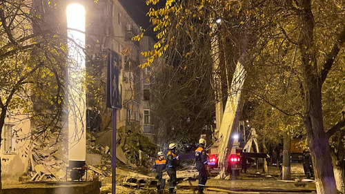 Обрушившийся дом на улице Вокзальная в Астрахани. Фото: Telegram-канал Игоря Бабушкина