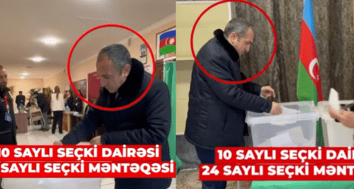 Пример "карусели" на выборах в Азербайджане - голосование одного человека на двух участках. Стоп-кадр видео из YouTube-канала Meydan TV от 07.02.24, https://www.youtube.com/shorts/BIzenRmYn74