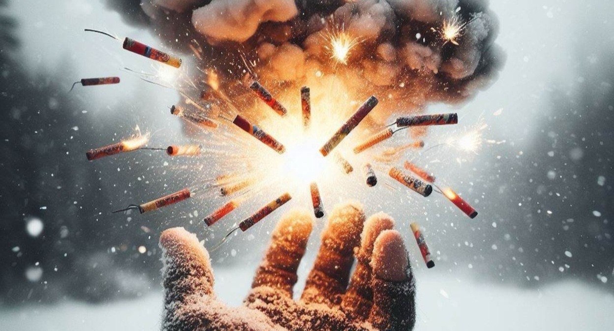 Пиротехника. Иллюстрация создана «Кавказским узлом» с помощью ИИ в программе Photoshop
