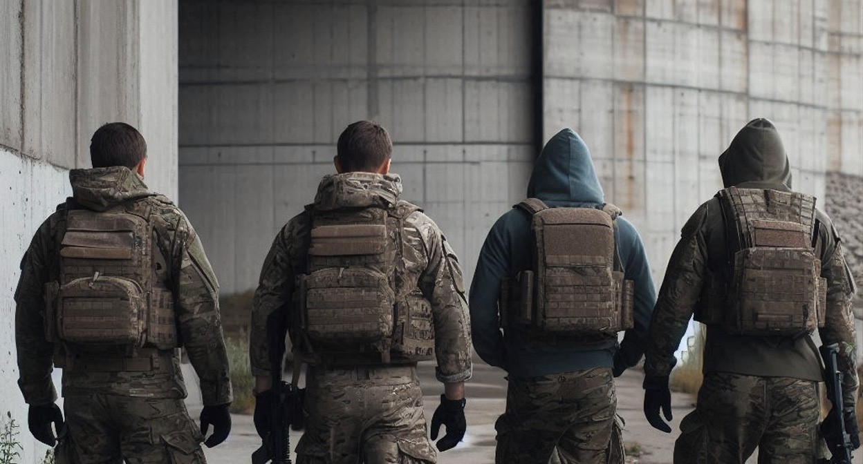 Военные на СВО. Иллюстрация создана «Кавказским узлом» с помощью ИИ в программе Copilot
