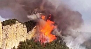 Лесной пожар около села Инкучимахи Левашинского района. 3 апреля 2025 г. Фото: https://yoldash.ru/news/chetvertye-sutki-polyhaet-les-v-levashinskom-rajone-dagestana/