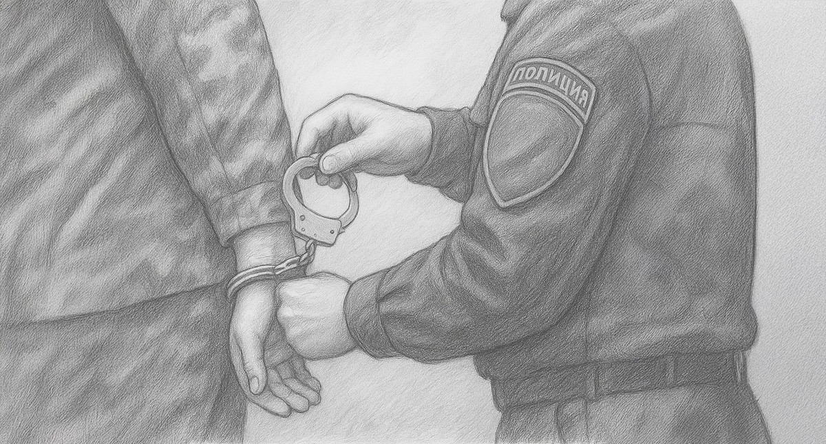 Полицейский задерживает сбежавшего. Иллюстрация создана «Кавказским узлом» с помощью ИИ в программе Copilot