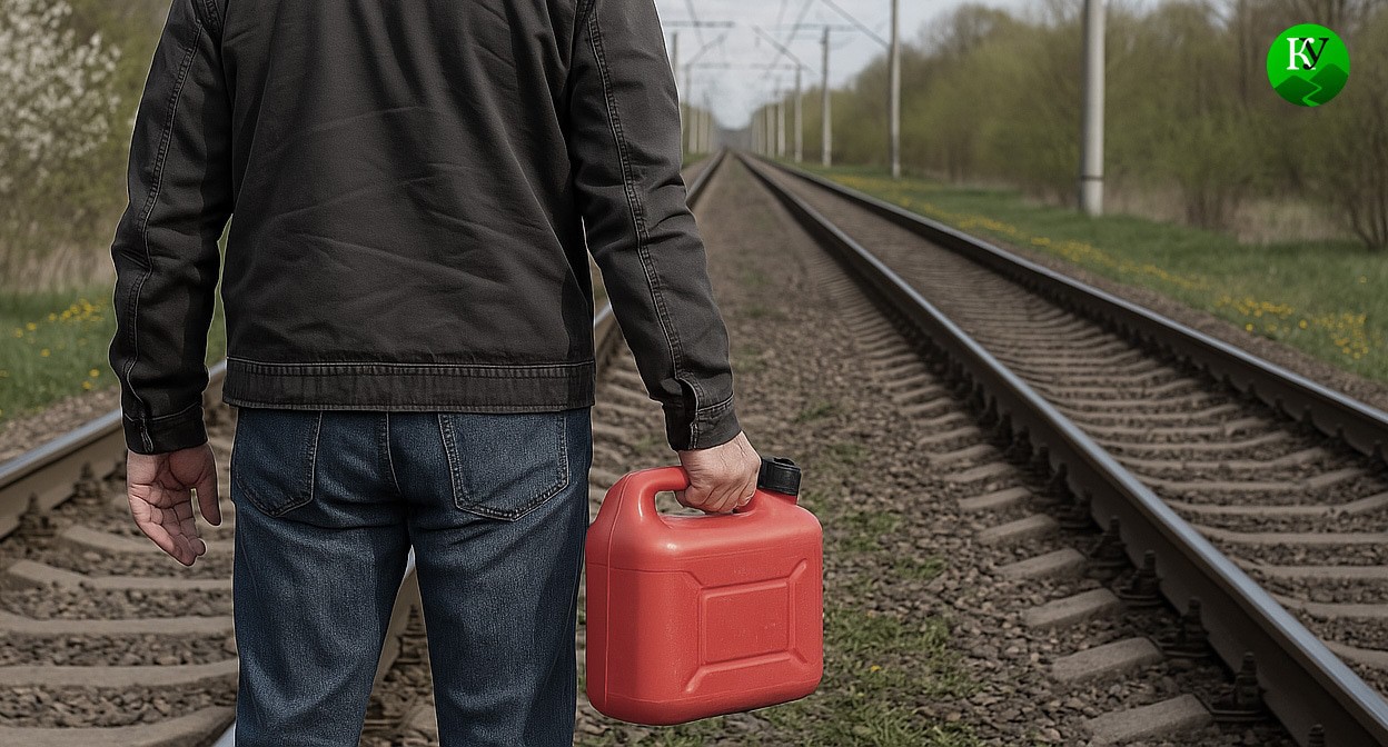 Мужчина с канистрой. Иллюстрация создана «Кавказским узлом» с помощью ИИ в программе Copilot