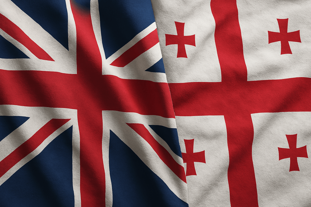 Флаги Великобритании и Грузии. Иллюстрация создана "Кавказским узлом" с помощью ИИ в программе Copilot