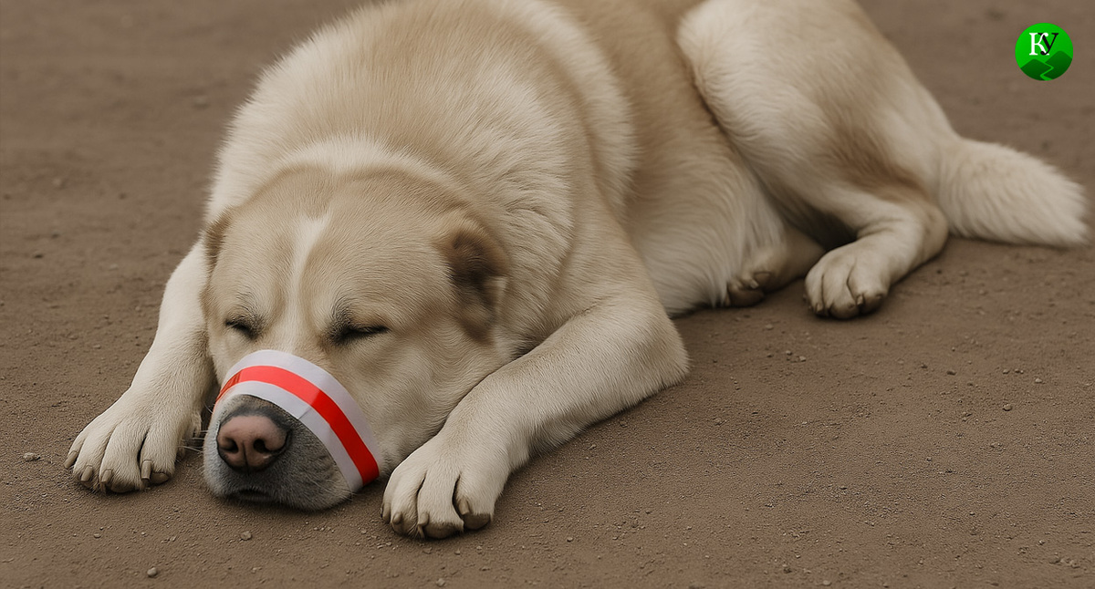 Собака со скотчем. Иллюстрация создана "Кавказским узлом" с помощью ИИ в программе Copilot