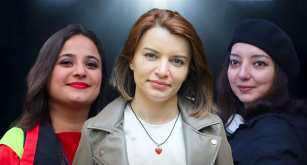Наргиз Абсаламова, Севиндж Вагифгызы, Эльнара Гасымова (слева направо). Фото: "Мейдан ТВ" https://www.meydan.tv/