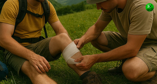 Турист повредил ногу. Иллюстрация создана «Кавказским узлом» с помощью ИИ в программе Copilot