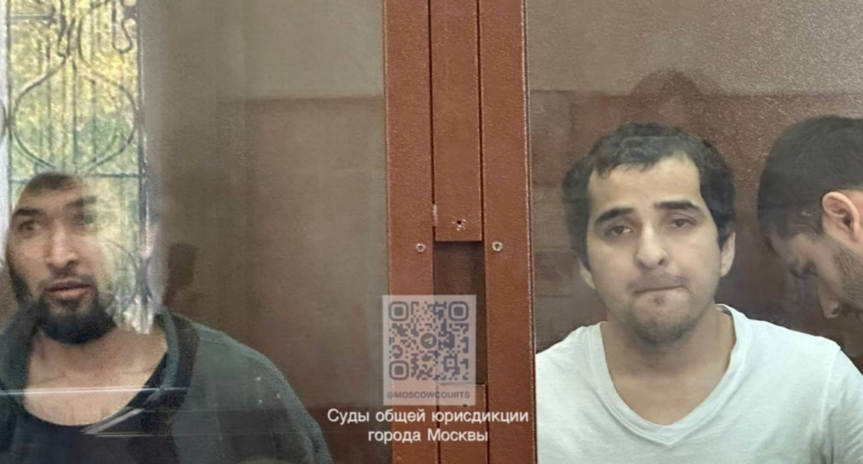Арестованные по делу о теракте в "Крокусе" в зале суда. Скриншот фото из Telegram-канала судов общей юрисдикции Москвы от 29.08.24, https://t.me/moscowcourts/4456