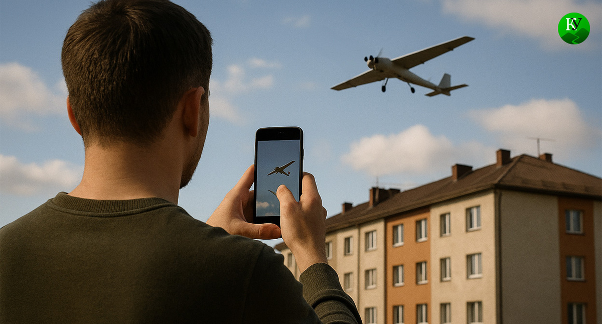 БПЛА над городом. Иллюстрация создана "Кавказским узлом" с помощью ИИ в программе Copilot