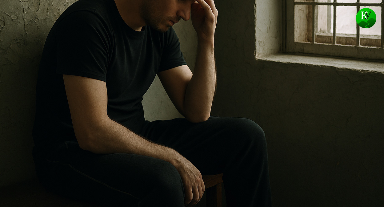 Задержанный в СИЗО. Иллюстрация создана «Кавказским узлом» с помощью ИИ в программе Copilot