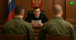 Военные в суде. Иллюстрация создана «Кавказским узлом» с помощью ИИ в программе Copilot