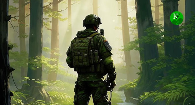 Военнослужащий. Иллюстрация "Кавказского узла", созданная при помощи ИИ в программе Copilot