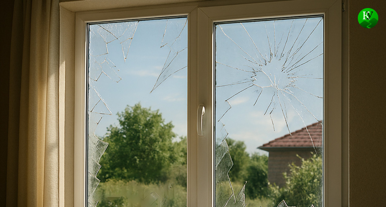 Выбитые окна. Иллюстрация создана "Кавказским узлом" с помощью ИИ в программе Copilot