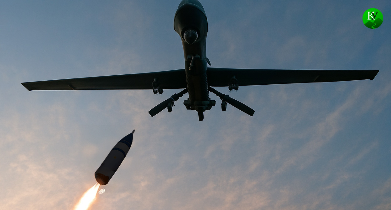 Перехват БПЛА. Иллюстрация создана "Кавказским узлом" с помощью ИИ в программе Copilot