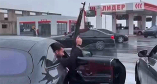 Автоматная стрельба на автозаправке в Ингушетии. 29 сентября 2025 г. Скриншот видео https://t.me/chp_kavkaz/24363