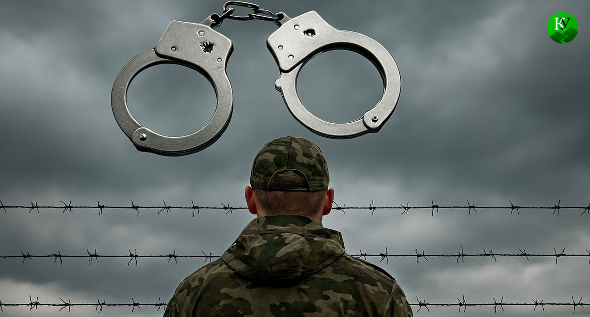 Военный и наручники. Иллюстрация создана «Кавказским узлом» с помощью ИИ в программе Copilot