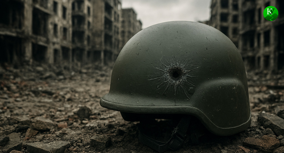 Каска военного. Иллюстрация создана «Кавказским узлом» с помощью ИИ в программе Copilot