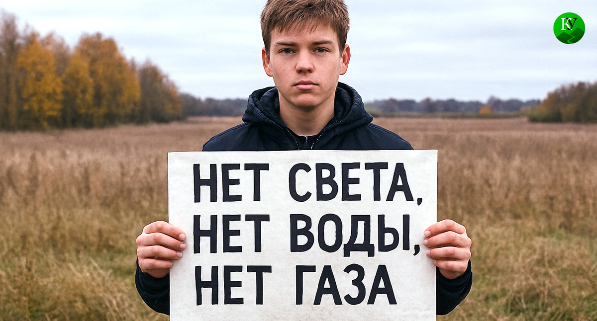 Подросток с плакатом. Иллюстрация создана "Кавказским узлом" с помощью ИИ в программе Copilot