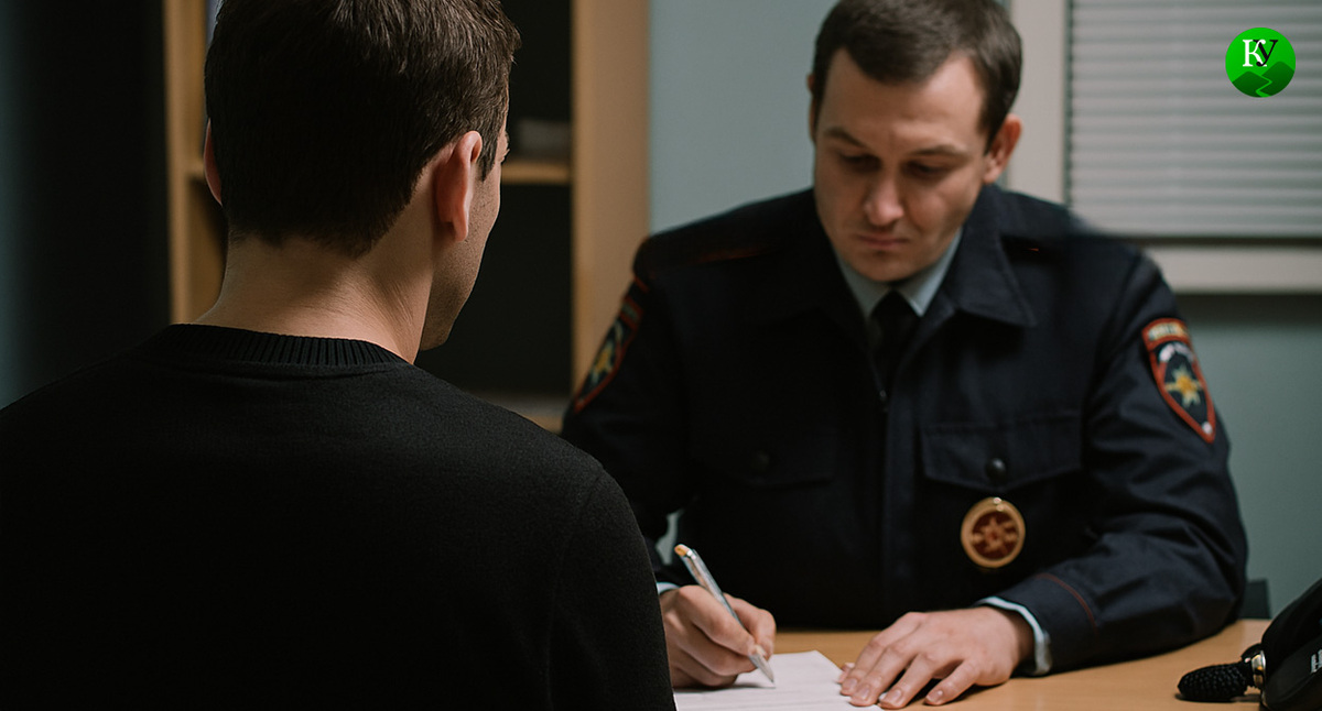 Допрос в полиции. Иллюстрация создана «Кавказским узлом» с помощью ИИ в программе Copilot