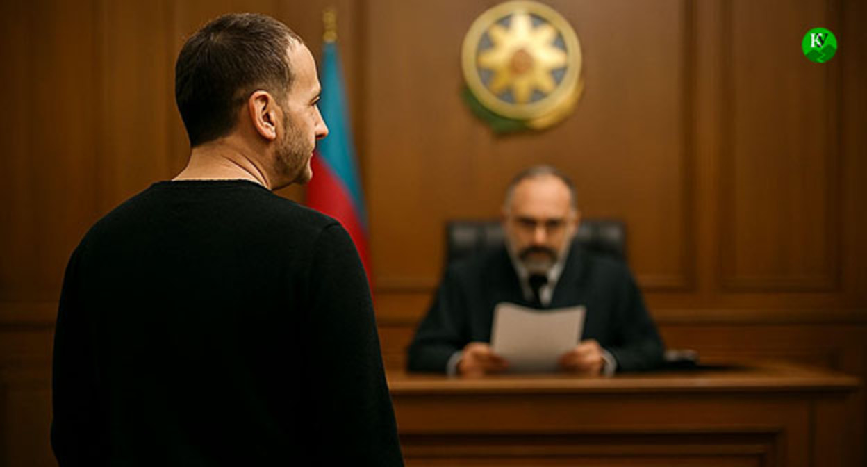 Мужчина в зале суда. Иллюстрация "Кавказского узла", созданная при помощи ИИ в программе Copilot