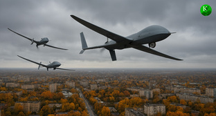 БПЛА над городом. Иллюстрация создана «Кавказским узлом» с помощью ИИ в программе Copilot