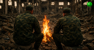 Военные на СВО. Иллюстрация создана «Кавказским узлом» с помощью ИИ в программе Copilot 