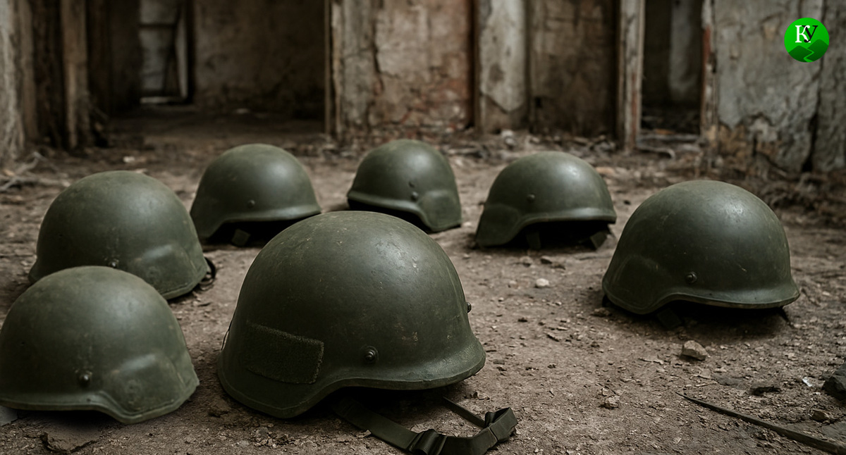 Каски военных. Иллюстрация создана «Кавказским узлом» с помощью ИИ в программе Copilot