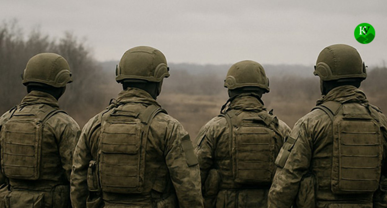 Военнослужащие. Иллюстрация "Кавказского узла" созданная ИИ при помощи программы Copilot