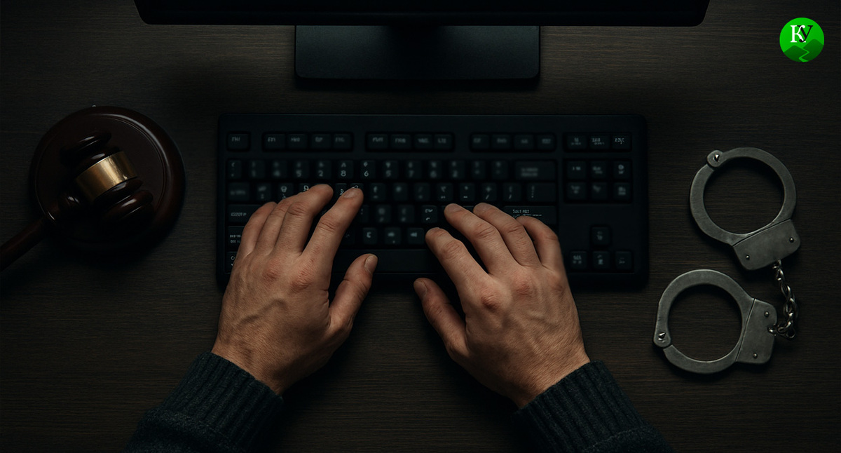 Мужчина печатает комментарий. Иллюстрация создана «Кавказским узлом» с помощью ИИ в программе Copilot