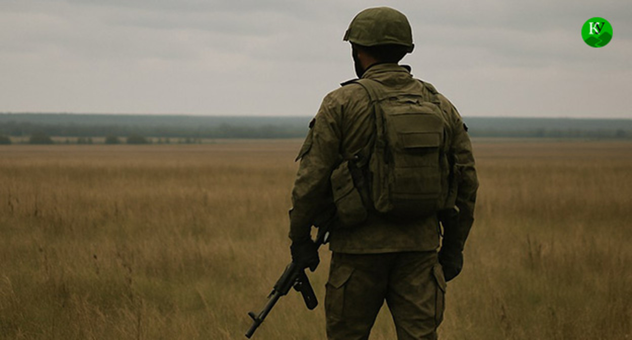 Военнослужащий. Иллюстрация "Кавказского узла" созданная ИИ при помощи программы Copilot