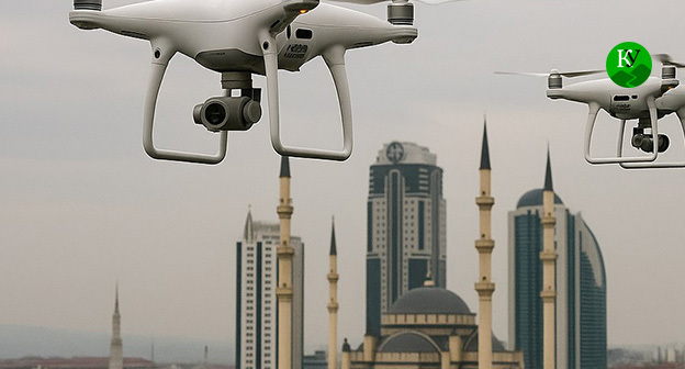 Беспилотники. Иллюстрация "Кавказского узла" созданная ИИ при помощи программы Copilot