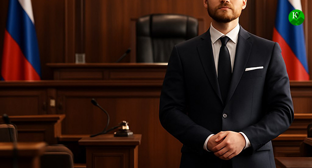 A man in a courtroom. Illustration by the "Caucasian Knot" AI-generated program Copilot.